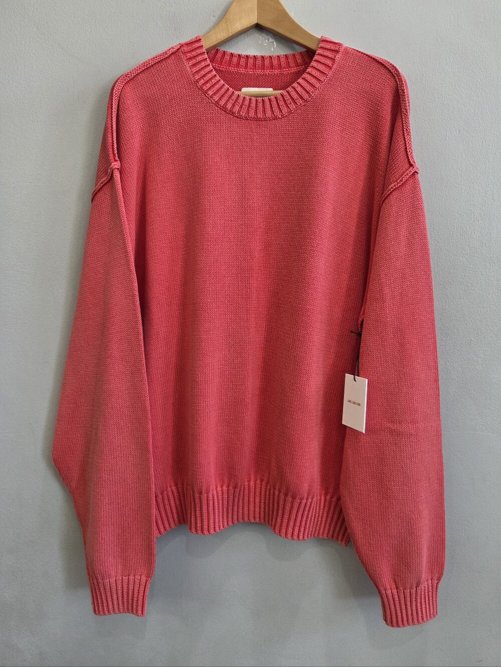 Aime Leon Dore Washed Inside Out Knit Racing Red Sweater Crewneck Men's Size XL
